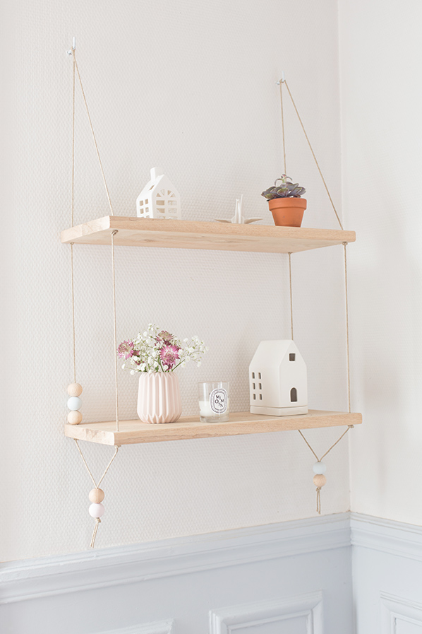 etagere bois ficelle