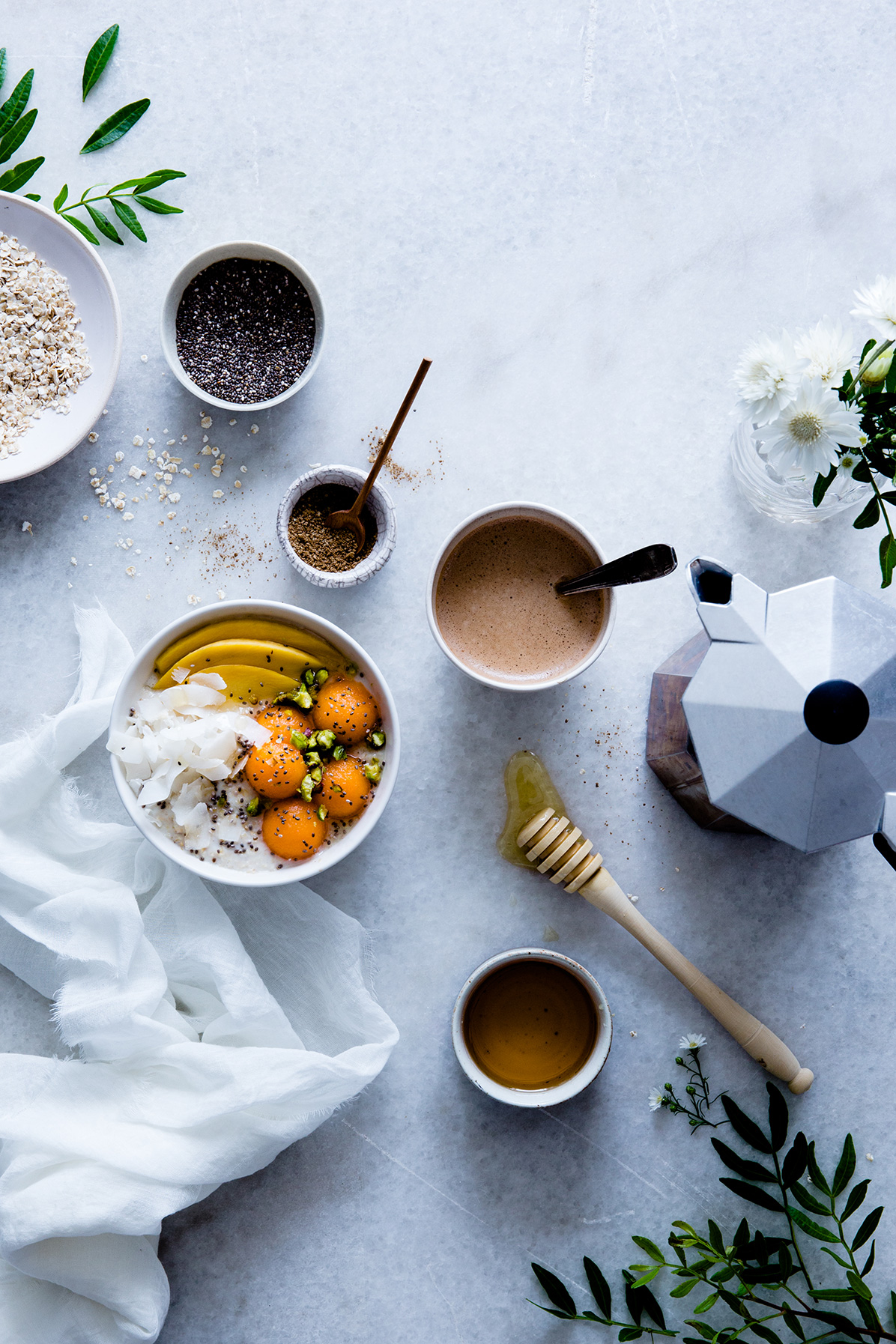 Cantaloupe coconut chia porridge