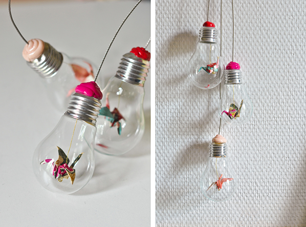 Origami lightbulb suspension