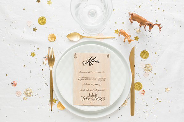 Wooden menu for a Christmas table