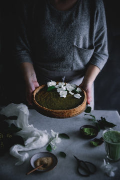 Tarte au flan au thé matcha