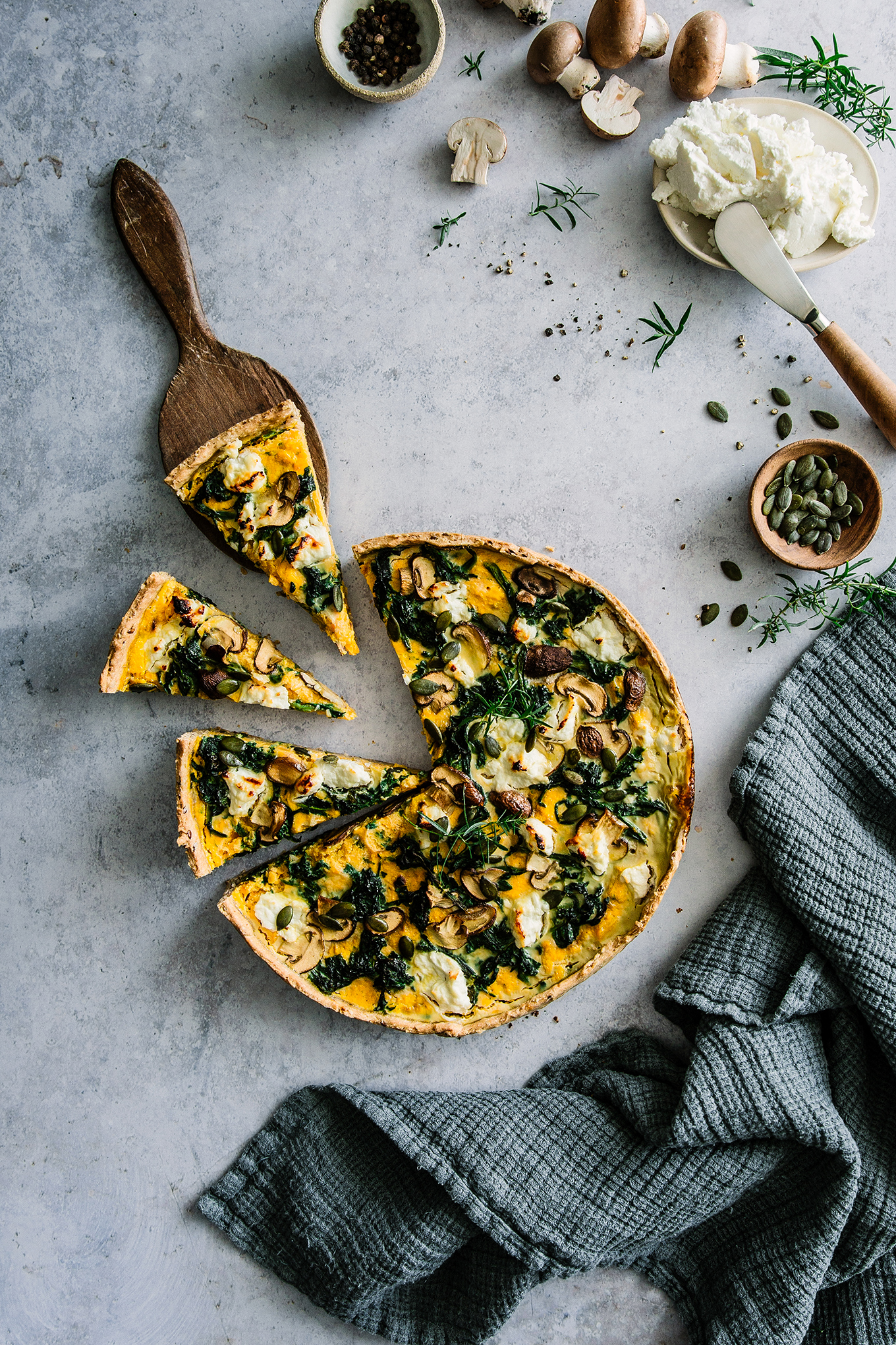 Butternut squash and spinach tart - Carnets Parisiens