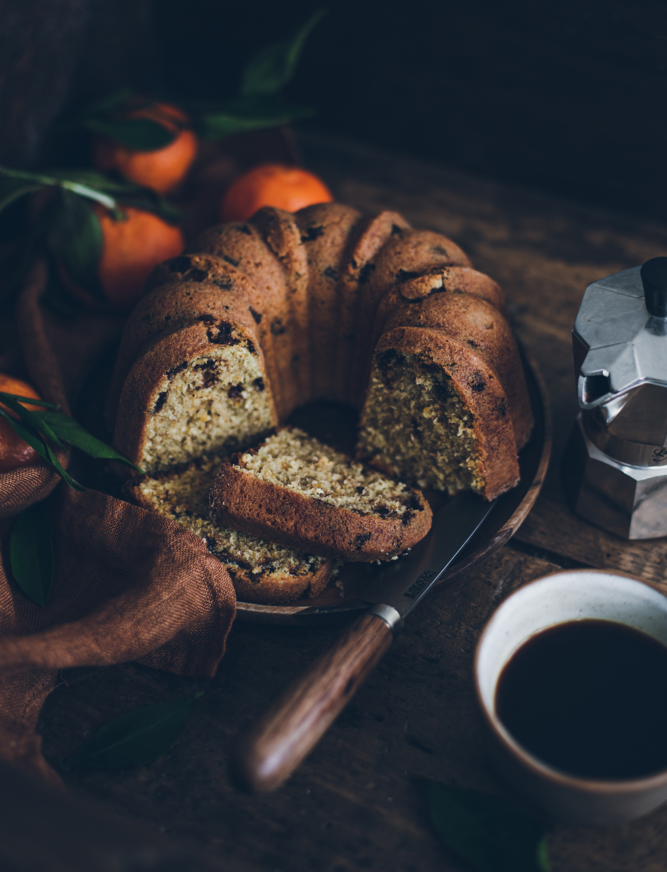 Clementine, chocolate and coconut bundt cake