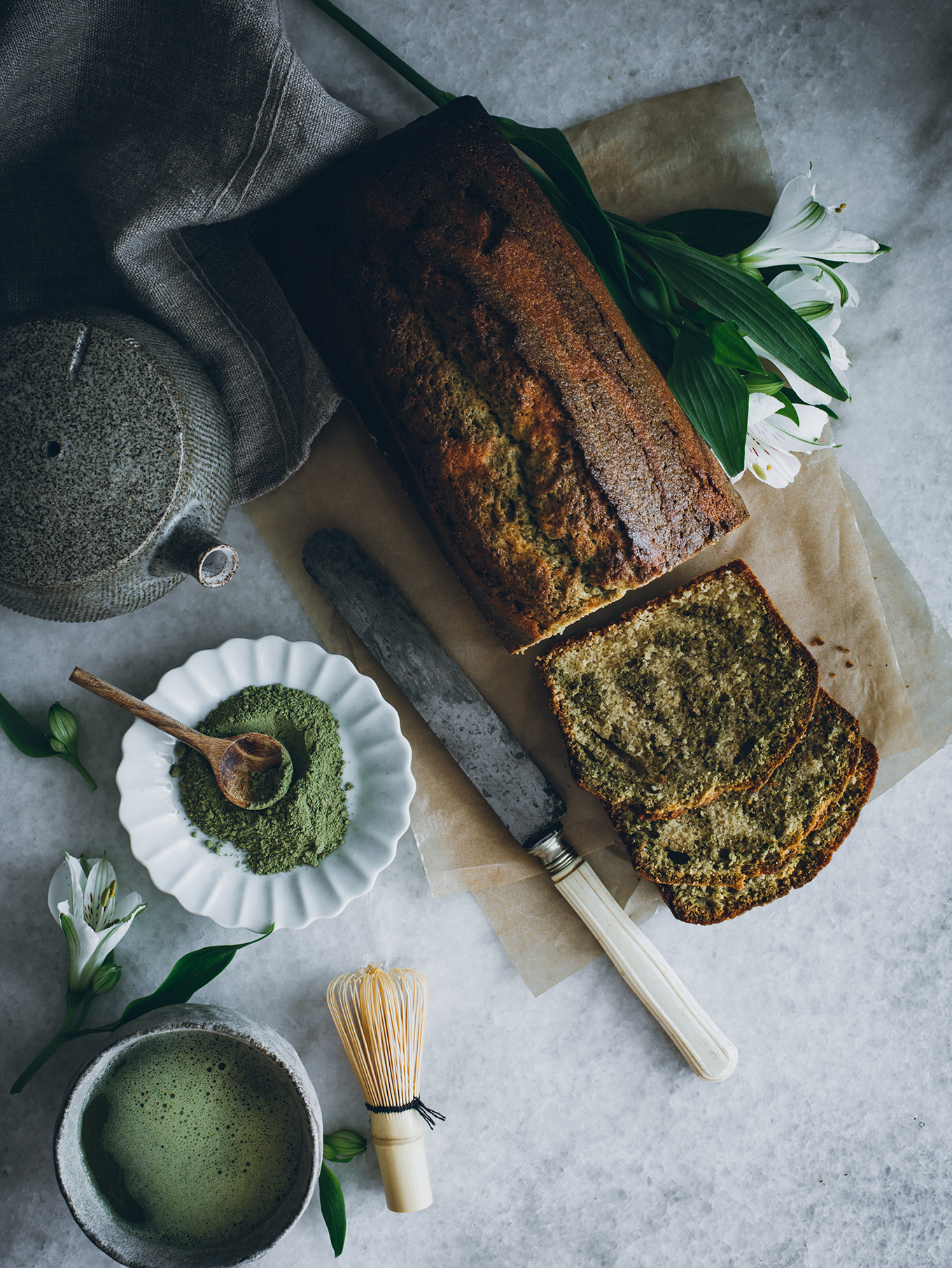 Cake marbré matcha-vanille